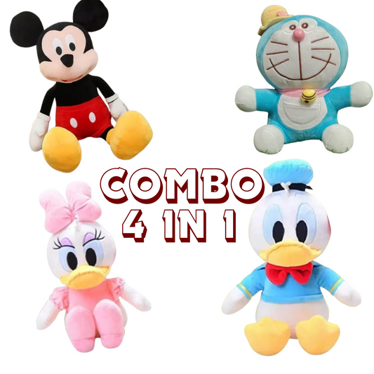 "Classic Cartoon Crew Combo: Mickey, Donald, Daisy, and Doraemon - Timeless Fun for Every Playtime!"