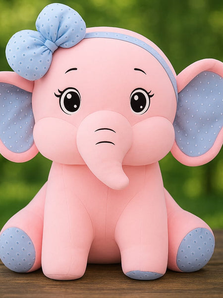 55cm Bow Elephant Plush Toy – Soft Stuffed Animal with Cute Bow for Kids