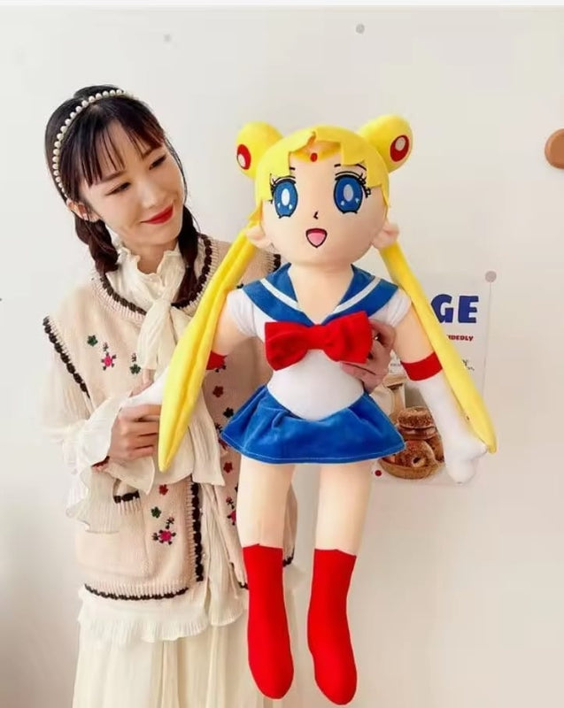 45cm Sailor Moon plush toy in classic outfit with blonde twin buns – anime doll for kids and fans