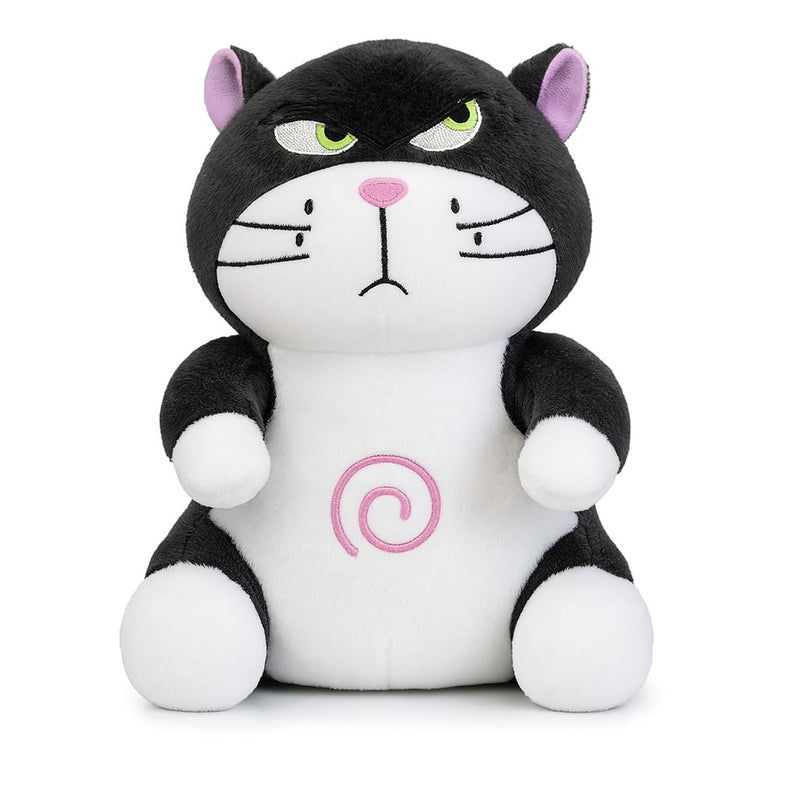 Front view of 25 cm Angry Cat plush with breathing and music feature
