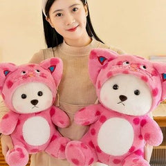 Spotted Pink Hoodie Bear Plush 45cm