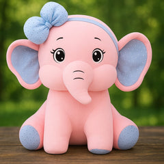 55cm Bow Elephant Plush Toy – Soft Stuffed Animal with Cute Bow for Kids