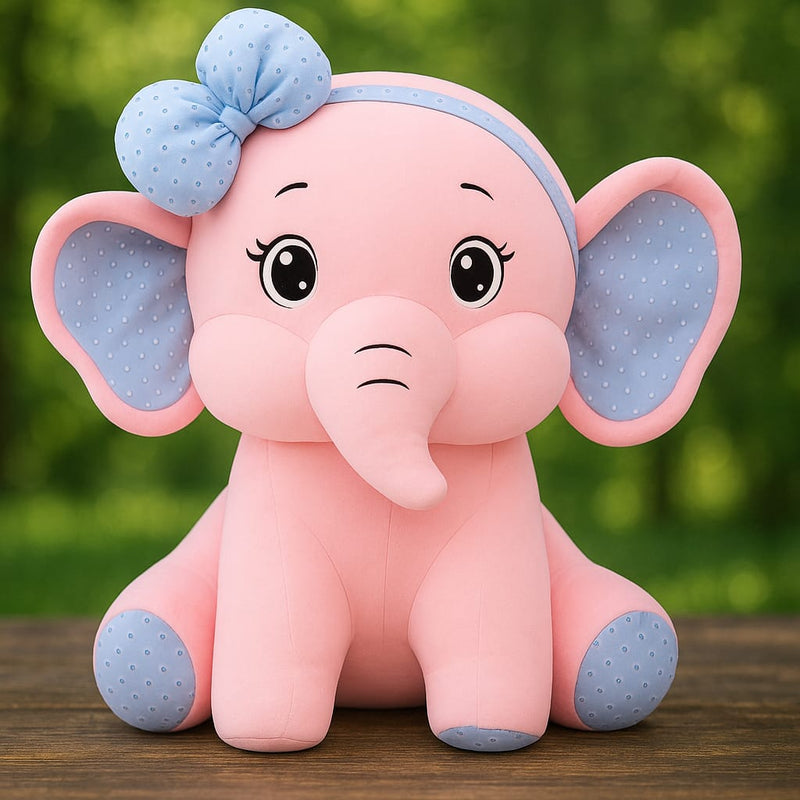 55cm Bow Elephant Plush Toy – Soft Stuffed Animal with Cute Bow for Kids