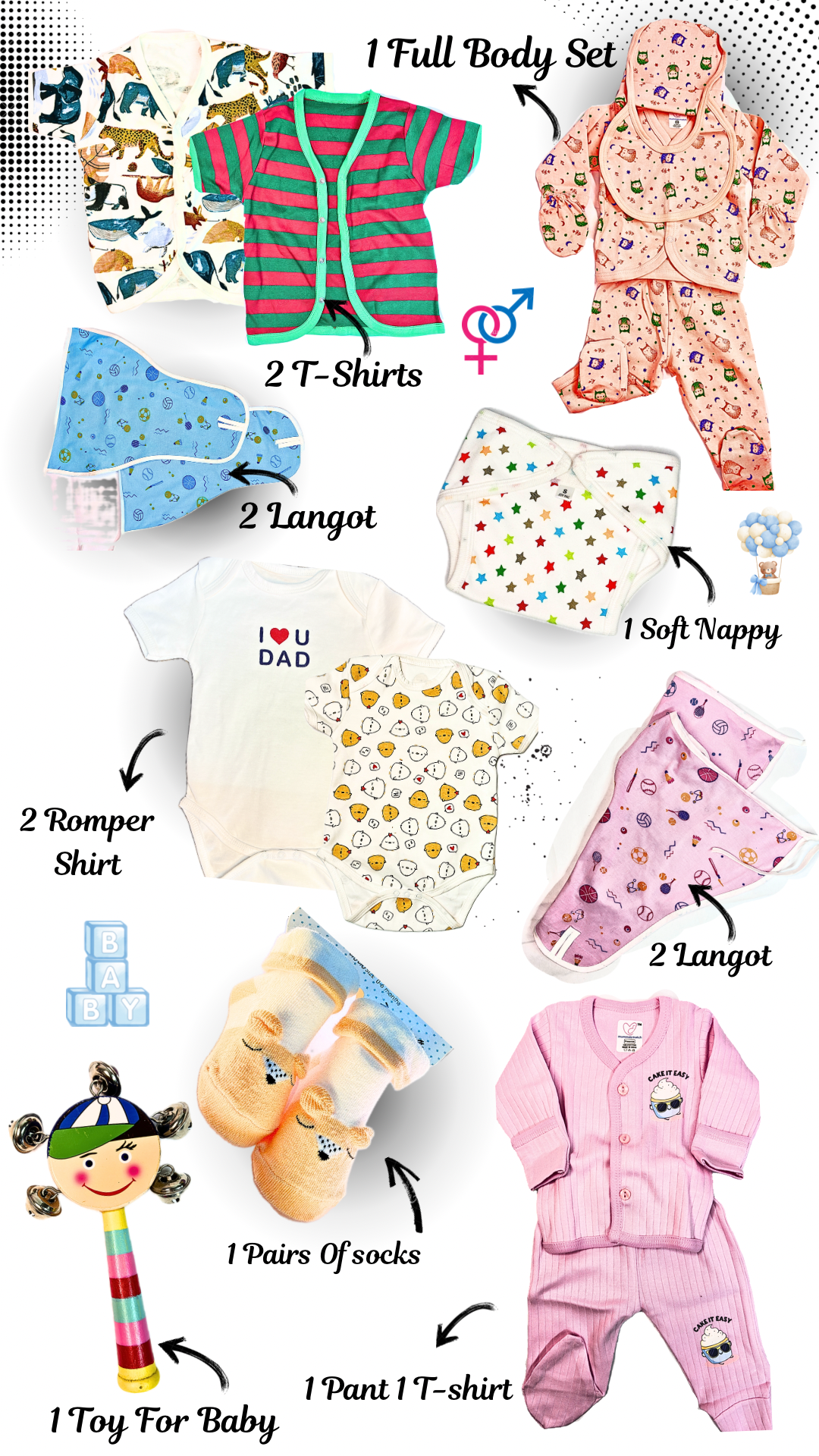 Combo of 15 Baby Essentials: All-in-One Care Package