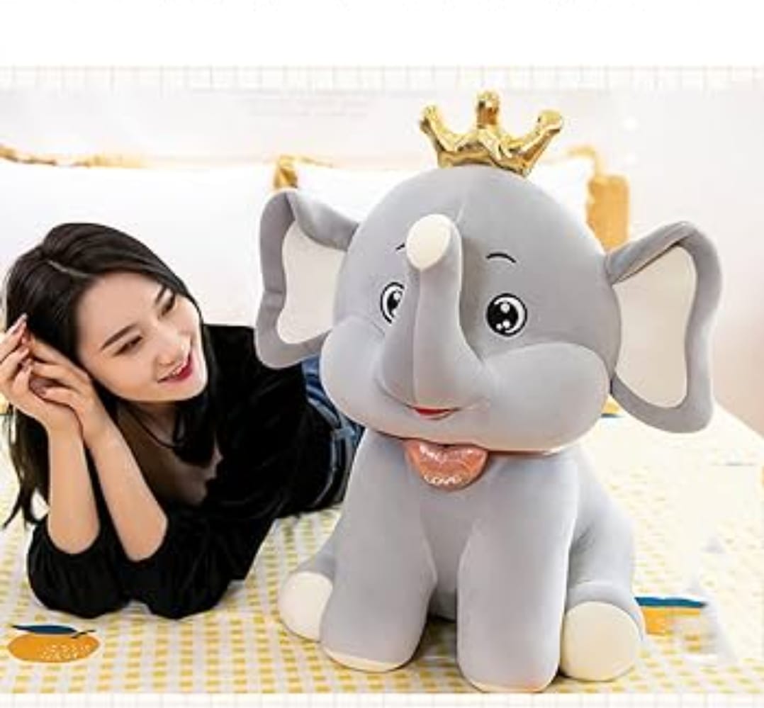 Crown Elephant Plush Toy - Royal Cuddles for Your Little Royalty!