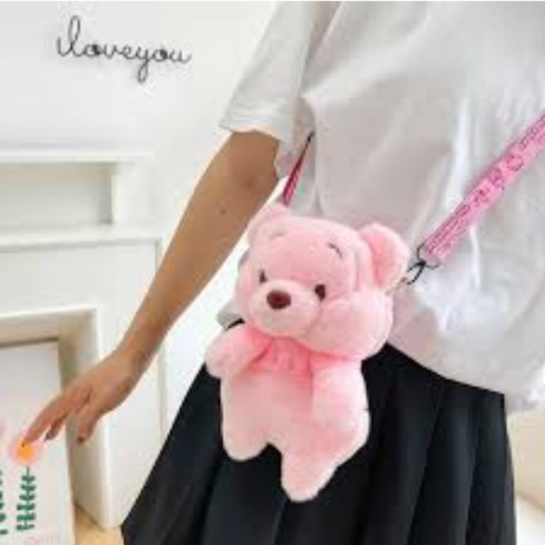 Pink Bear Plush Handbag