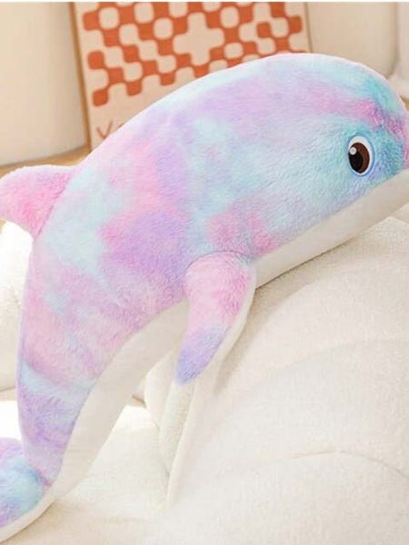 Rainbow Dolphin Plush Pillow – 70 cm