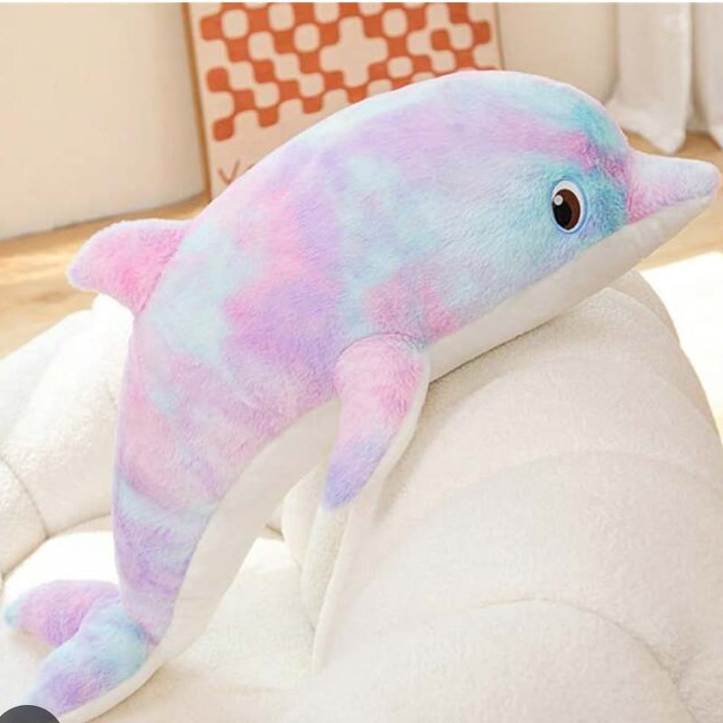 Rainbow Dolphin Plush Pillow – 70 cm