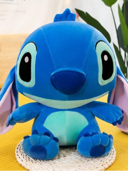 Stitch plush toy sitting upright, 28 cm tall