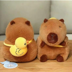 30 cm capybara plush toy carrying yellow duck-shaped bag