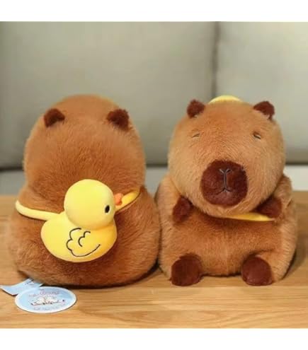 30 cm capybara plush toy carrying yellow duck-shaped bag