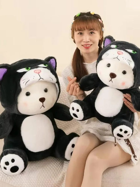 Hoodie Teddy Plush – Lucifer Angry Cat Face 45 cm