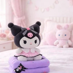 50 cm Kuromi inspired plush toy in pink dress