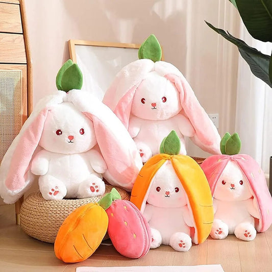 Reversible Bunny Carrot & Strawberry Combo Plush Toy - 28cm