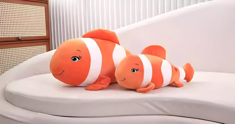 “28 cm Nemo-style clownfish plush toy in bright orange color”