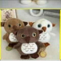 “28 cm owl soft toy with fluffy feathers and big eyes”
