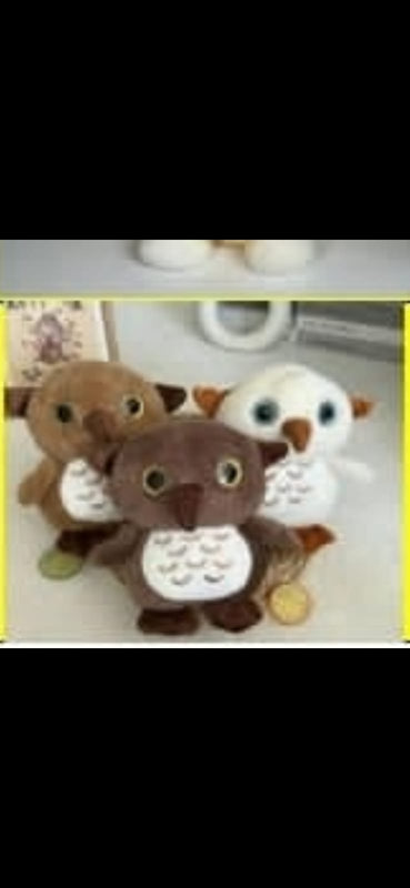 “28 cm owl soft toy with fluffy feathers and big eyes”