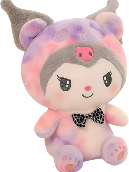 “Cute character plush doll sitting upright in multicolor design”