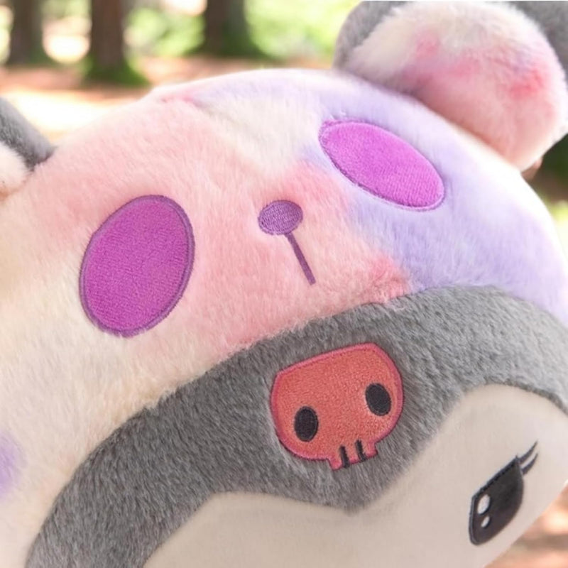 “Cute character plush doll sitting upright in multicolor design”