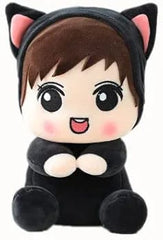 “28 cm little boy plush doll wearing cute outfit”