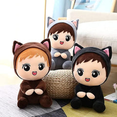 “28 cm little boy plush doll wearing cute outfit”