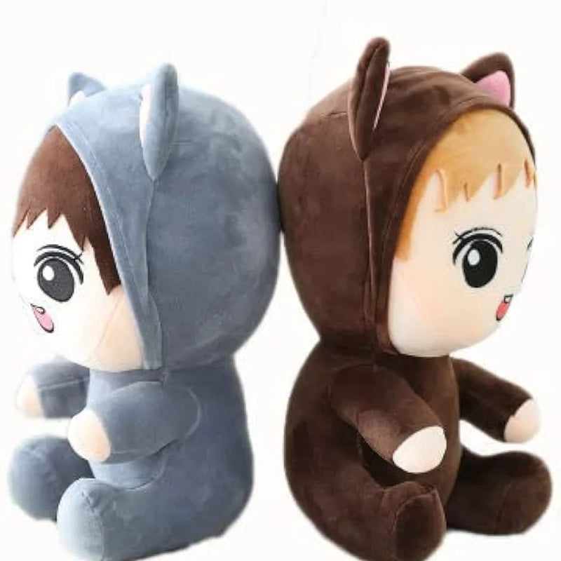 “28 cm little boy plush doll wearing cute outfit”