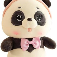 “28 cm cute panda plush toy with pink bowtie and heart headband”