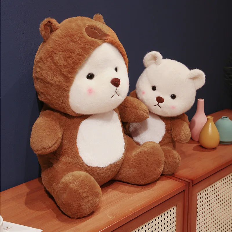 "Brown Hoodie Bear Plush 45cm - Cuddle Up in Style!