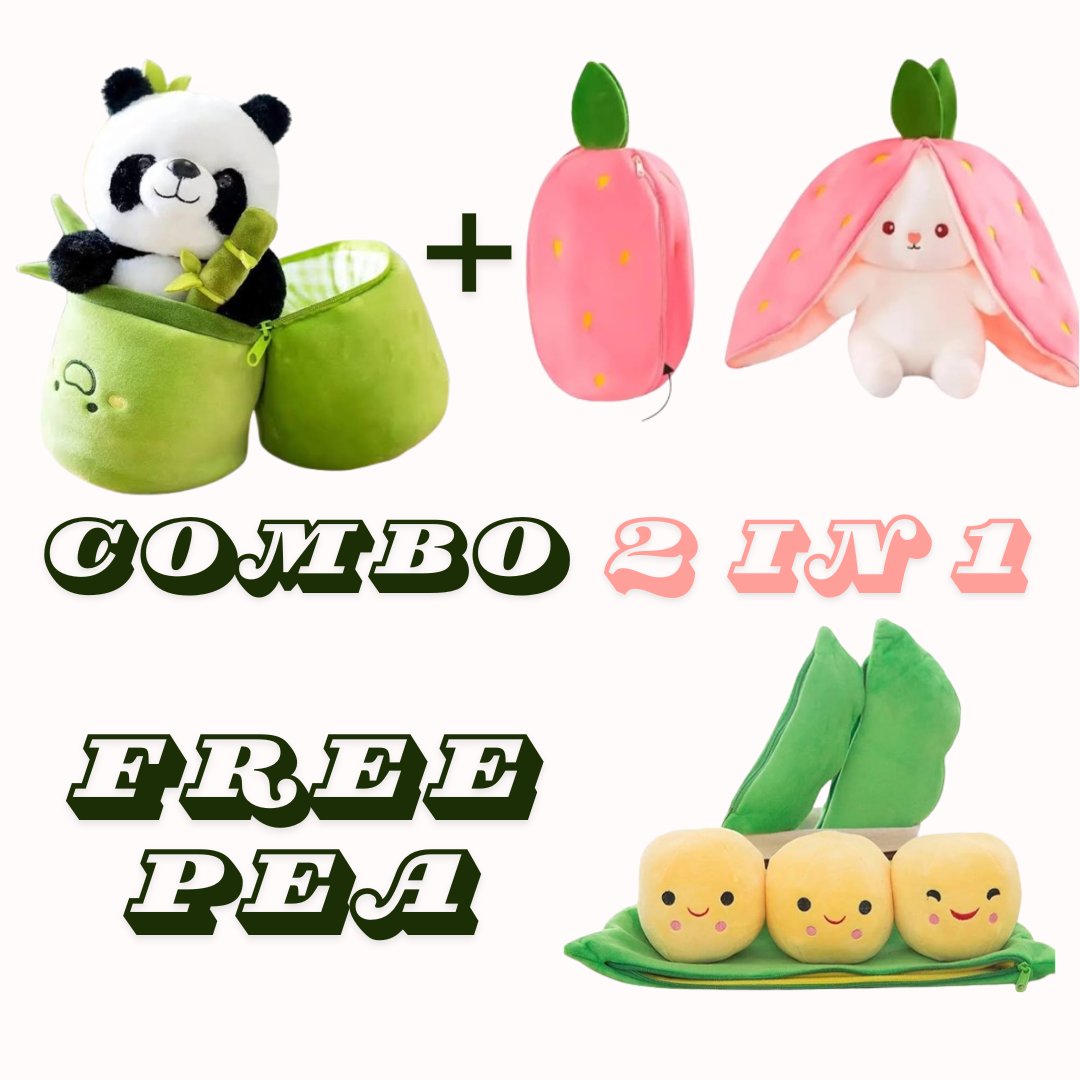 Reversible Box Panda & Bunny Plush Toy