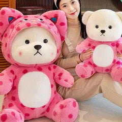 Spotted Pink Hoodie Bear Plush 45cm